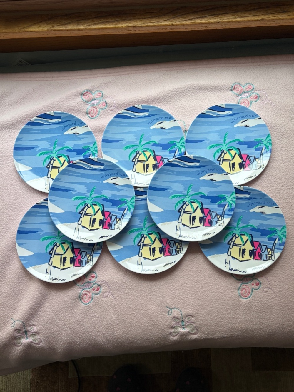 Set of 8 VINEYARD VINES X TARGET Island Beach Scene melamine appetizer plates